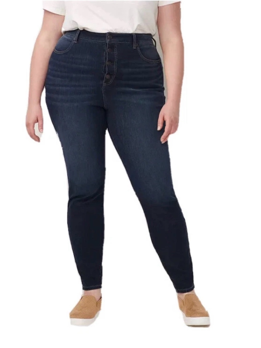 LC LAUREN CONRAD Feel Good High-Waist Super Skinny Jeans Dark Wash Plus Size 20W